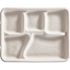 Chinet 10-3/8 in. x 8-1/4 in. x 1 in. 5-Compartment Natural Lunch Tray (500 per Case)