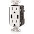 Leviton 3.6 Amp White USB Dual Type A In-Wall Charger with Duplex 15 Amp Tamper-Resistant Outlet T5632-W