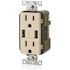 Leviton 15 Amp USB Charger/Tamper Resistant Duplex Receptacle, Light Almond