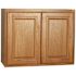 Hampton Bay Hampton 30 in. W x 12 in. D x 24 in. H Assembled Wall Bridge Kitchen Cabinet in Medium Oak with Shelf