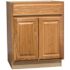 Hampton 27 in. W x 24 in. D x 34.5 in. H Assembled Base Kitchen Cabinet in Medium Oak with Ball-Bearing Drawer Glides