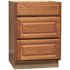 Hampton Bay Hampton 24 in. W x 24 in. D x 34.5 in. H Assembled Drawer Base Kitchen Cabinet in Medium Oak with Drawer Glides