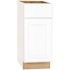 Hampton Bay Hampton 15 in. W x 24 in. D x 34.5 in. H Assembled Base Kitchen Cabinet in Satin White with Drawer Glides
