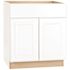 Hampton Bay Hampton 30 in. W x 24 in. D x 34.5 in. H Assembled Base Kitchen Cabinet in Satin White with Drawer Glides