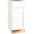 Shaker 15 in. W x 24 in. D x 34.5 in. H Assembled Base Kitchen Cabinet in Satin White with Ball-Bearing Drawer Glides