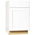 Hampton Bay Shaker 21 in. W x 24 in. D x 34.5 in. H Assembled Base Kitchen Cabinet in Satin White with Ball-Bearing Glides
