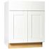 Hampton Bay Shaker 27 in. W x 24 in. D x 34.5 in. H Assembled Base Kitchen Cabinet in Satin White with Ball-Bearing Glides