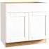 Shaker 36 in. W x 24 in. D x 34.5 in. H Assembled Base Kitchen Cabinet in Satin White with Ball-Bearing Drawer Glides