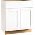 Hampton Bay Shaker 30 in. W x 24 in. D x 34.5 in. H Assembled Sink Base Kitchen Cabinet in Satin White
