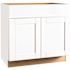 Hampton Bay Shaker 36 in. W x 24 in. D x 34.5 in. H Assembled Sink Base Kitchen Cabinet in Satin White