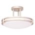Monument 12-3/4 in. x 8-3/8 in. Semi-Flush Glass Ceiling in Fixture Brushed Nickel Uses One 26-Watt Fluorescent Base Lamp