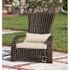 BALKENE HOME Deluxe Coconino All-Weather Stationary Wicker Patio Adirondack Outdoor Lounge Chair with Beige Cushion
