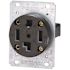 Leviton 30 Amp Industrial Flush Mount Shallow Single Outlet, Black 278-S00