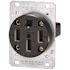 Leviton 50 Amp Flush Mount Shallow Single Outlet, Black 279-S00