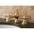 Kingston Brass Modern Cross 8 in. Widespread 2-Handle Mid-Arc Bathroom Faucet in Polished Brass