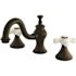 Kingston Brass Porcelain Cross 8 in. Widespread 2-Handle High-Arc Bathroom Faucet in Oil Rubbed Bronze