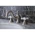 Kingston Brass Porcelain Cross 8 in. Widespread 2-Handle High-Arc Bathroom Faucet in Brushed Nickel