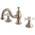 Kingston Brass Porcelain Cross 8 in. Widespread 2-Handle High-Arc Bathroom Faucet in Brushed Nickel