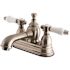 Kingston Brass Vintage Porcelain 4 in. Centerset 2-Handle Mid-Arc Bathroom Faucet in Brushed Nickel
