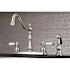Kingston Brass Victorian English Porcelain 2-Handle Standard Kitchen Faucet with Side Sprayer in Brushed Nickel