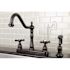 Kingston Brass Victorian English Cross 2-Handle Standard Kitchen Faucet with Side Sprayer in Oil Rubbed Bronze