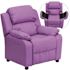 Flash Furniture Deluxe Padded Contemporary Lavender Vinyl Kids Recliner with Storage Arms