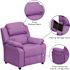 Flash Furniture Deluxe Padded Contemporary Lavender Vinyl Kids Recliner with Storage Arms