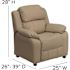 Flash Furniture Deluxe Padded Contemporary Beige Vinyl Kids Recliner with Storage Arms