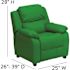 Flash Furniture Deluxe Padded Contemporary Green Vinyl Kids Recliner with Storage Arms