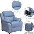 Flash Furniture Deluxe Padded Contemporary Light Blue Vinyl Kids Recliner with Storage Arms