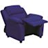 Flash Furniture Deluxe Padded Contemporary Blue Vinyl Kids Recliner with Storage Arms