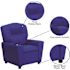Flash Furniture Contemporary Blue Vinyl Kids Recliner with Cup Holder