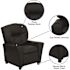 Flash Furniture Contemporary Black Leather Kids Recliner with Cup Holder
