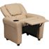 Flash Furniture Contemporary Beige Vinyl Kids Recliner with Cup Holder and Headrest