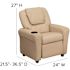 Flash Furniture Contemporary Beige Vinyl Kids Recliner with Cup Holder and Headrest