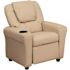 Flash Furniture Contemporary Beige Vinyl Kids Recliner with Cup Holder and Headrest