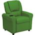 Flash Furniture Contemporary Green Vinyl Kids Recliner with Cup Holder and Headrest