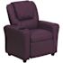 Flash Furniture Contemporary Purple Vinyl Kids Recliner with Cup Holder and Headrest
