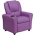Flash Furniture Contemporary Lavender Vinyl Kids Recliner with Cup Holder and Headrest