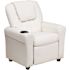 Flash Furniture Contemporary White Vinyl Kids Recliner with Cup Holder and Headrest