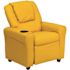 Flash Furniture Contemporary Yellow Vinyl Kids Recliner with Cup Holder and Headrest