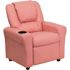 Flash Furniture Contemporary Pink Vinyl Kids Recliner with Cup Holder and Headrest