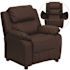 Flash Furniture Deluxe Padded Contemporary Brown Leather Kids Recliner with Storage Arms