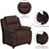 Flash Furniture Deluxe Padded Contemporary Brown Leather Kids Recliner with Storage Arms