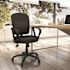 Black Leather Task Chair Black Loop Arm Rest Pneumatic Height Adjustment Swivel-Tilt Mechanism Nylon Base
