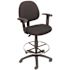 BOSS Office Products Black Fabric Drafting Chair with Adjustable Arms and Seat Height Adjustment