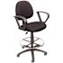 BOSS Office Products Black Fabric Drafting Chair with Loop Arms and Seat Heigh Adjustment