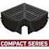U.S. TRENCH DRAIN Compact Series 90 Deg. Corner for 3.2 in. D Trench and Channel Drain Systems w/Black Grate