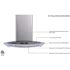 Winflo 30 in. 500 CFM Convertible Island Mount Range Hood in Stainless Steel and Glass with LED Lights and Touch Control