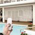 SeaSun Carmel Grey and Beige Motorized Outdoor Patio Roller Shade with Valance 96 in. W x 96 in. L
